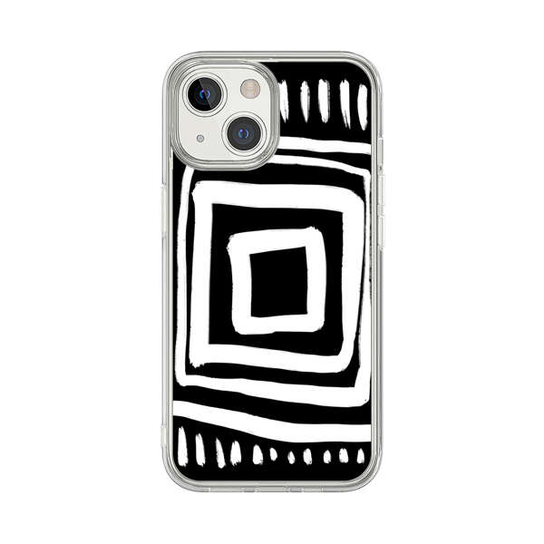 Minimalist Geometric Black and White Design iPhone 13 Mini Case