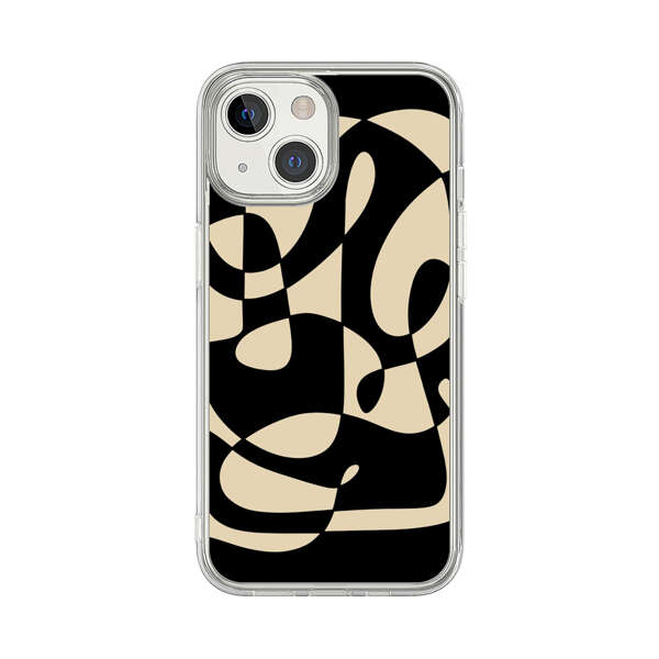 Modern Abstract Beige and Black Geometry iPhone 13 Mini Case