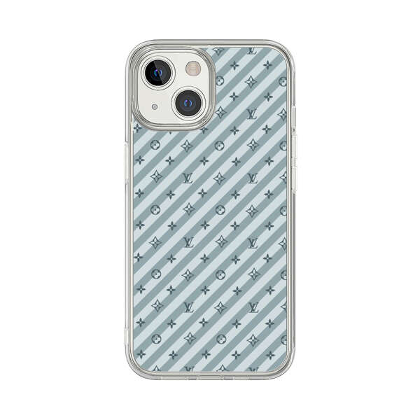 Stylish Blue Diagonal Striped Luxury Logo Pattern iPhone 13 Mini Case