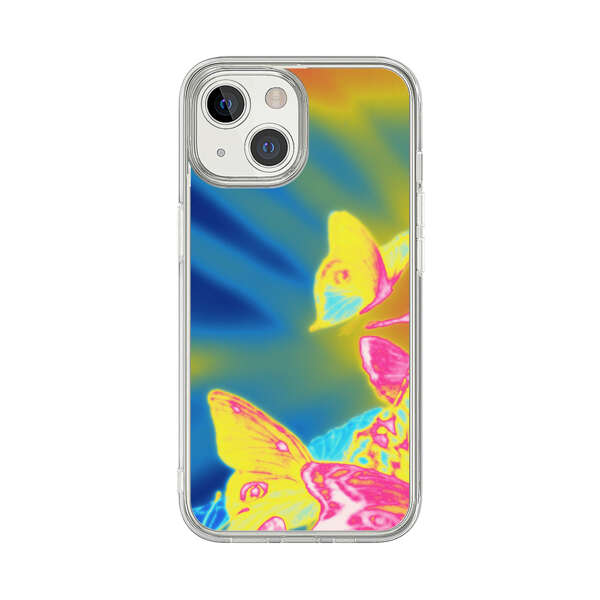 Vibrant Colorful Neon Butterflies Abstract iPhone 13 Mini Case