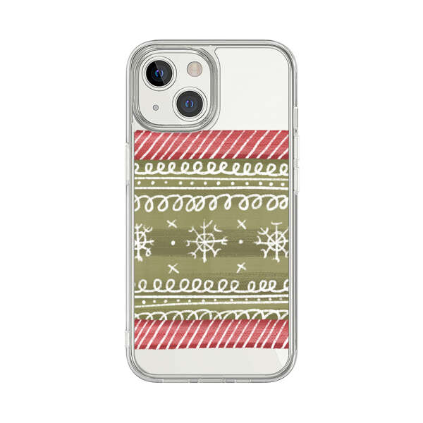 Winter Pattern with Snowflakes and Red Stripes iPhone 13 Mini Case