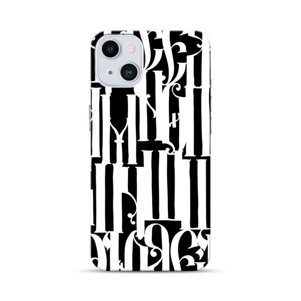 Abstract Black and White Pattern with Ornamental Letters iPhone 13 Mini Hard Case