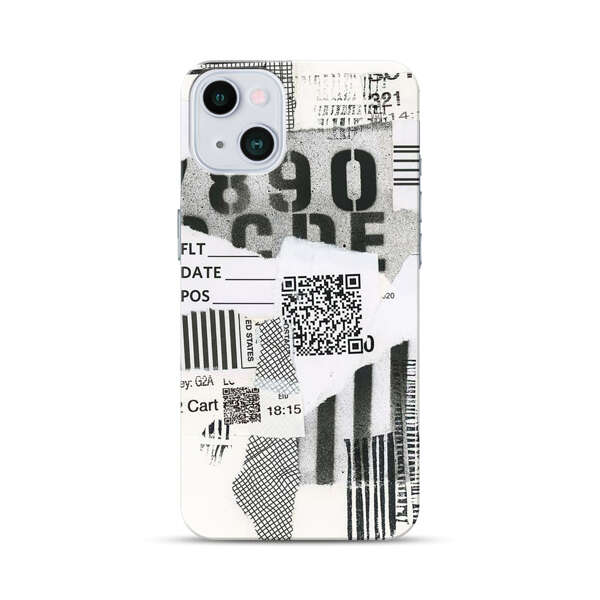 Abstract Collage Torn Paper Barcodes iPhone 13 Mini Hard Case