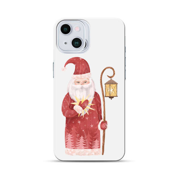 Charming Santa Claus Holding Glowing Heart and Lantern iPhone 13 Mini Hard Case