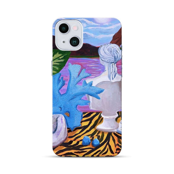 Classical Statues and Tropical Plants by the Ocean iPhone 13 Mini Hard Case