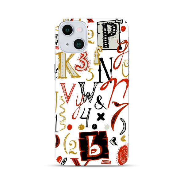 Colorful Hand Drawn Letters and Numbers Pattern iPhone 13 Mini Hard Case