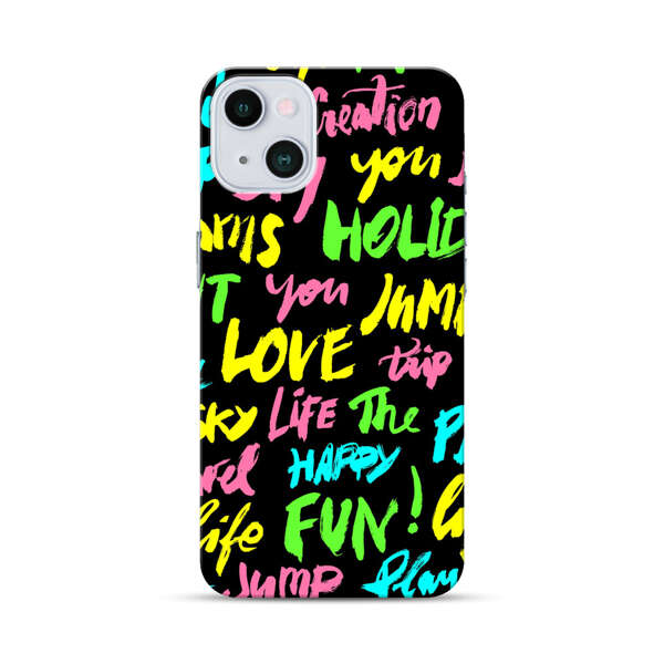 Colorful Positive Motivational Words Pattern iPhone 13 Mini Hard Case