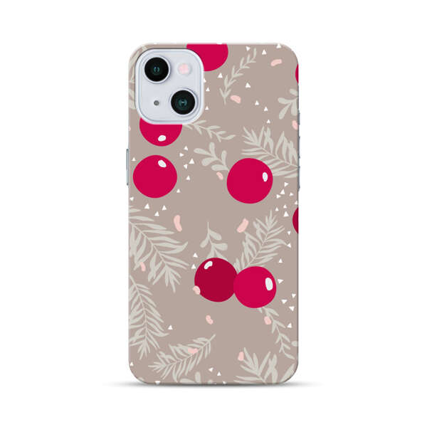 Cranberries and pine branches holiday pattern iPhone 13 Mini Hard Case