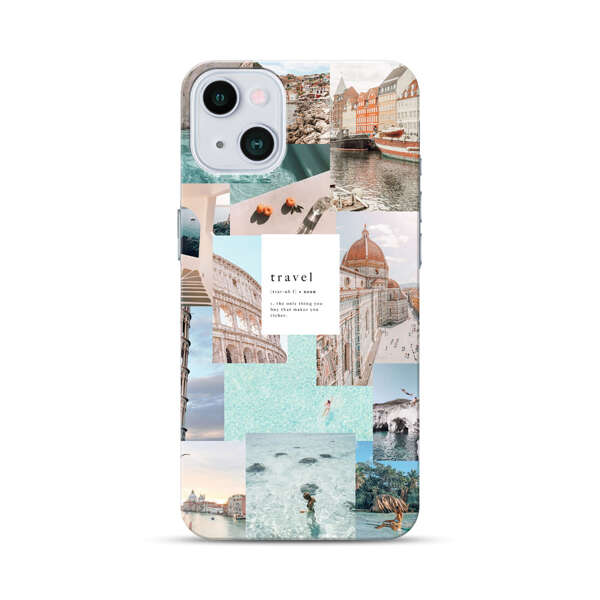 Travel Scenic Collage with Landmarks and Coastline iPhone 13 Mini Hard Case