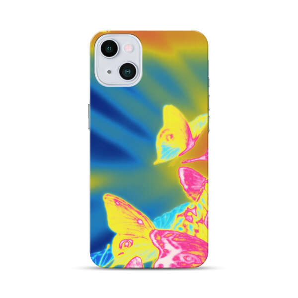 Vibrant Colorful Neon Butterflies Abstract iPhone 13 Mini Hard Case