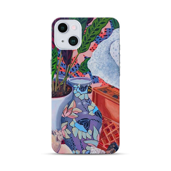 Vibrant Still Life with Plants and Vase iPhone 13 Mini Hard Case