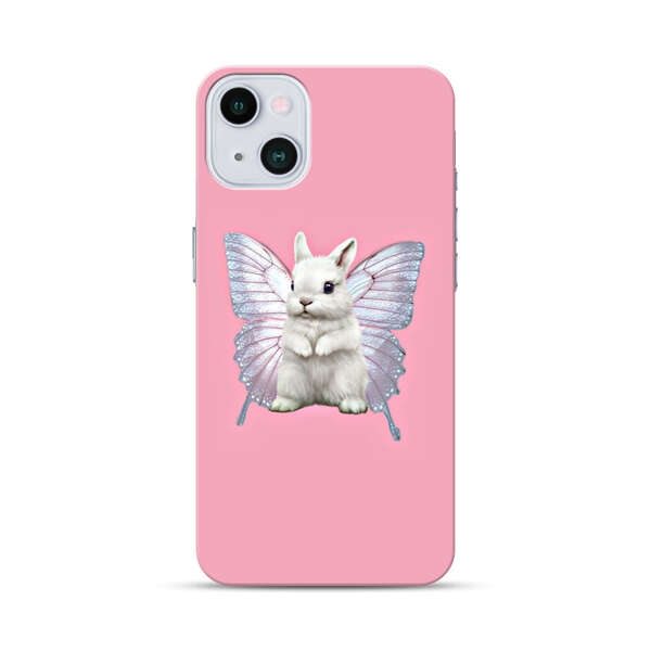 White Bunny with Butterfly Wings iPhone 13 Mini Hard Case