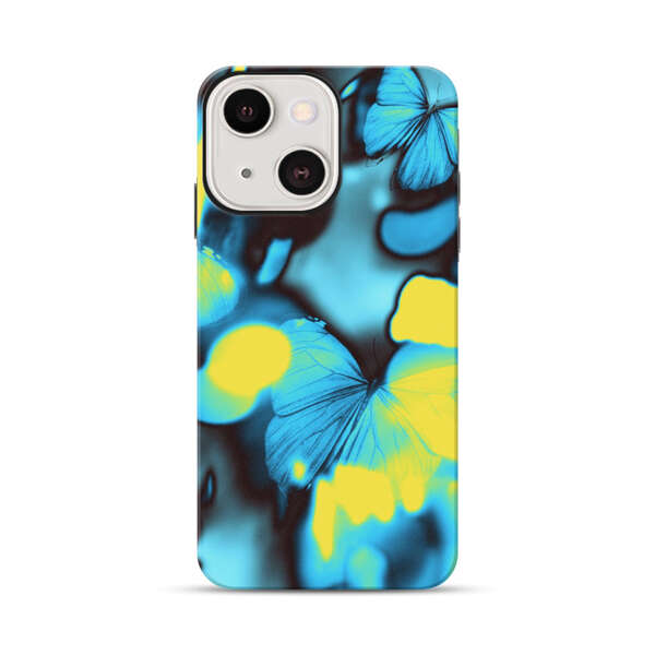 Blue Butterflies Glowing Abstract Background iPhone 13 Mini Impact Case