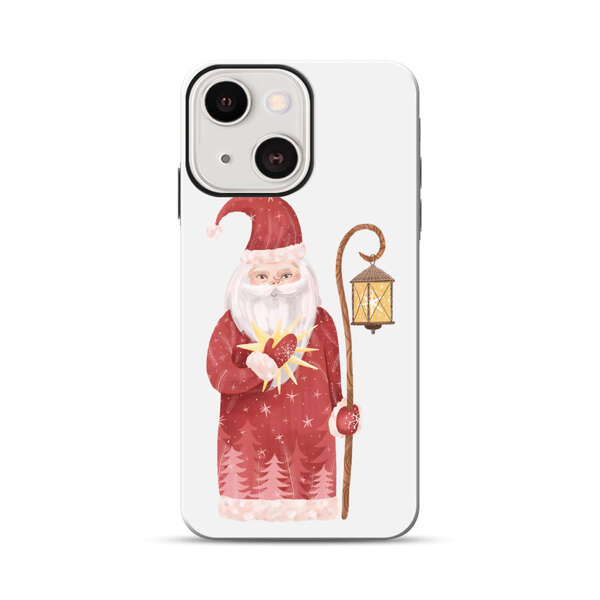 Charming Santa Claus Holding Glowing Heart and Lantern iPhone 13 Mini Impact Case