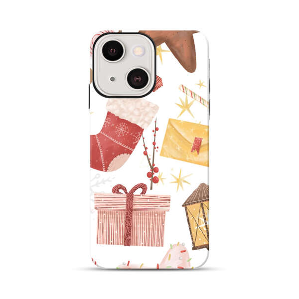 Christmas Festive Pattern with Gingerbread and Gifts iPhone 13 Mini Impact Case