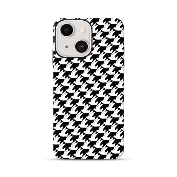 Classic Black and White Houndstooth Pattern iPhone 13 Mini Impact Case