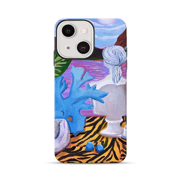 Classical Statues and Tropical Plants by the Ocean iPhone 13 Mini Impact Case