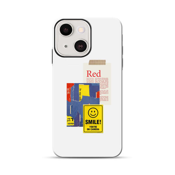 Collage Torn Paper Smiley Face Yellow Sign iPhone 13 Mini Impact Case