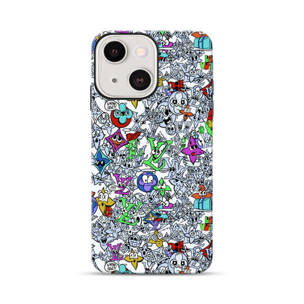 Colorful Cartoon Graffiti Pattern iPhone 13 Mini Impact Case