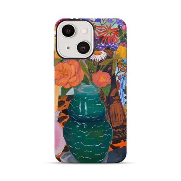 Colorful Still Life with Flower Vases and Shell iPhone 13 Mini Impact Case