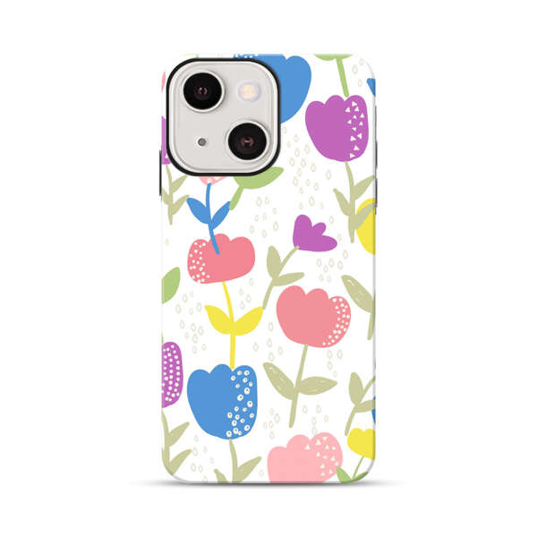 Colorful Tulip Floral Pattern iPhone 13 Mini Impact Case