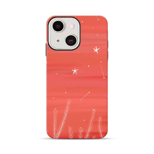 Coral Night Sky with Stars and Plants iPhone 13 Mini Impact Case