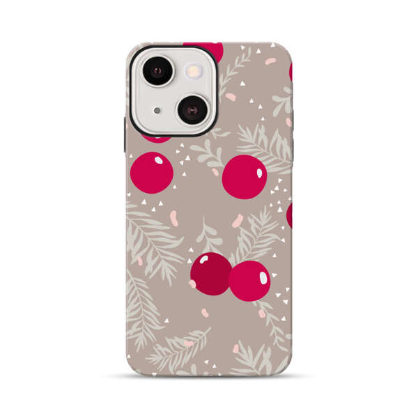 Cranberries and pine branches holiday pattern iPhone 13 Mini Impact Case