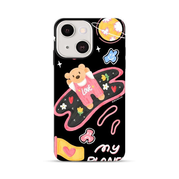 Cute Teddy Bear Love Space Design iPhone 13 Mini Impact Case