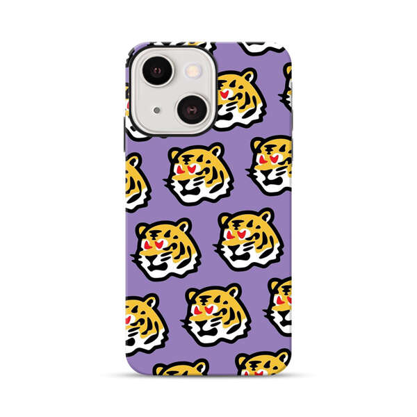 Cute Tiger with Heart Eyes Pattern iPhone 13 Mini Impact Case