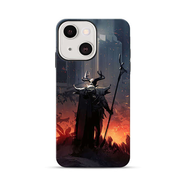 Dark Fantasy Warrior with Horned Helmet iPhone 13 Mini Impact Case