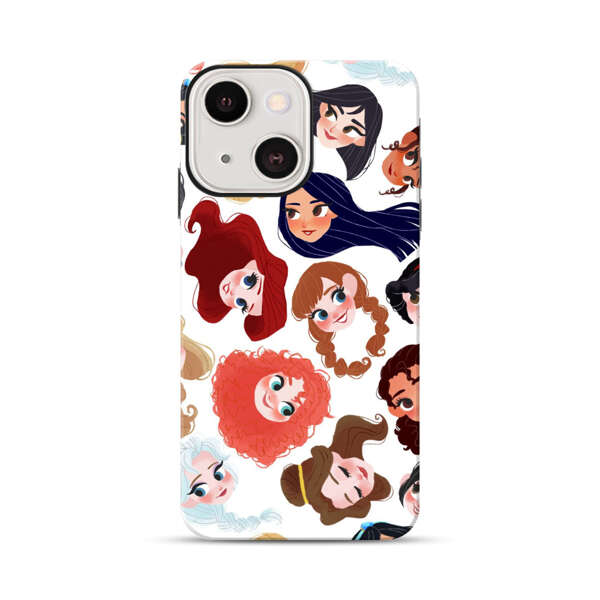 Diverse Animated Girl Faces iPhone 13 Mini Impact Case
