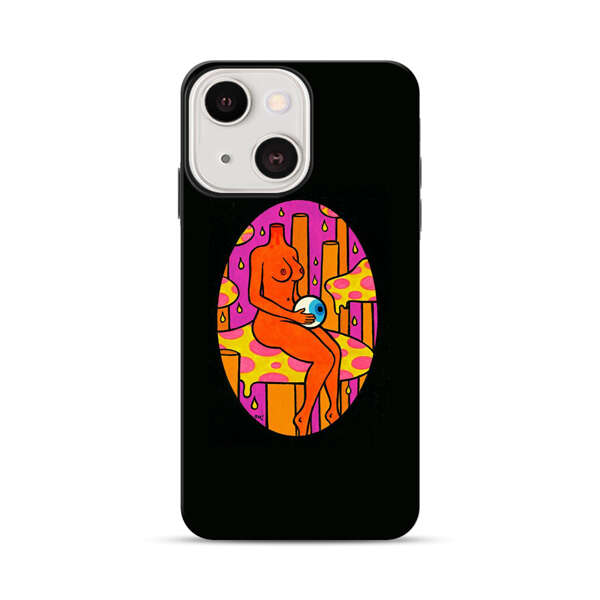 Faceless Nude Figure Holding Sphere Abstract Art iPhone 13 Mini Impact Case