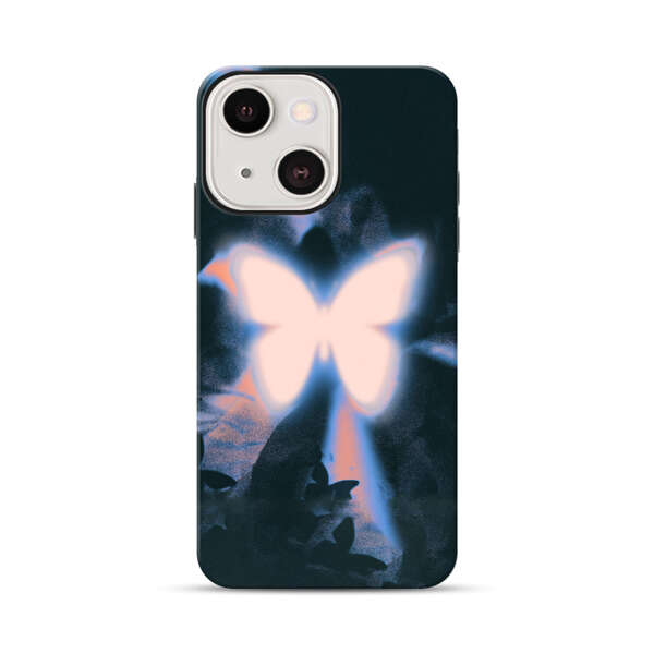 Glowing White Butterfly iPhone 13 Mini Impact Case