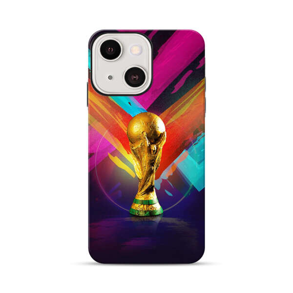 Golden Soccer Trophy with Colorful Abstract Background iPhone 13 Mini Impact Case