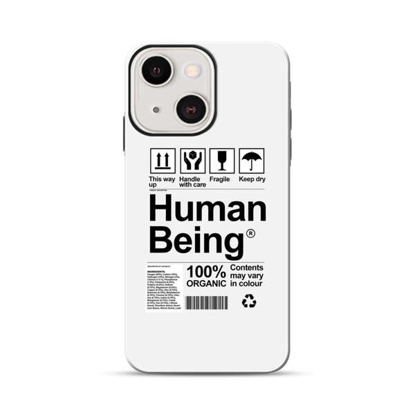 Human Being Fragile Label Design iPhone 13 Mini Impact Case