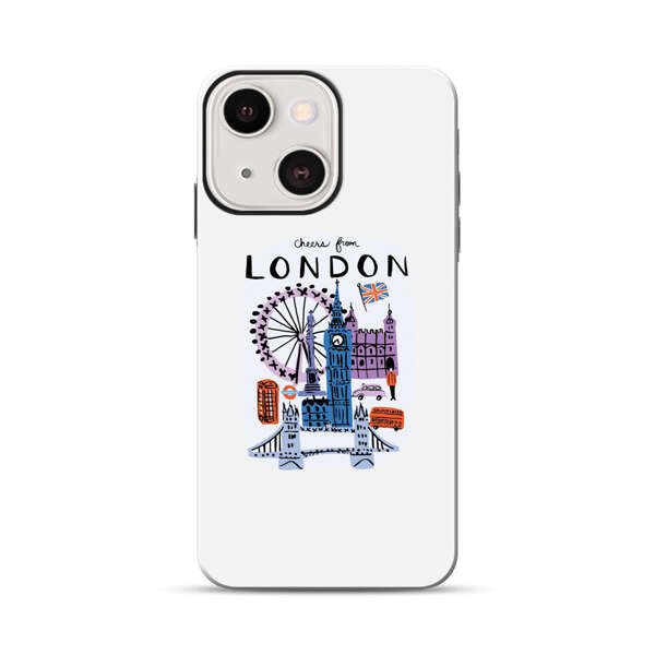 London Iconic Landmarks Illustration iPhone 13 Mini Impact Case