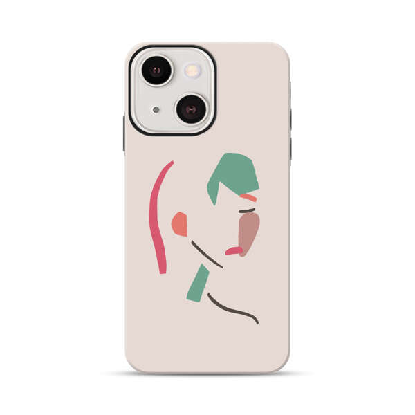 Minimalist Abstract Line Art Woman Face iPhone 13 Mini Impact Case
