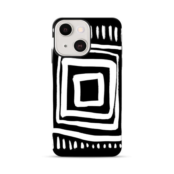 Minimalist Geometric Black and White Design iPhone 13 Mini Impact Case