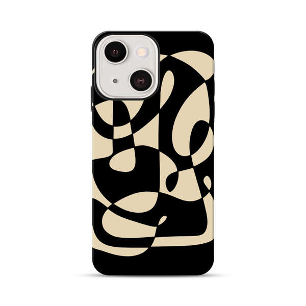 Modern Abstract Beige and Black Geometry iPhone 13 Mini Impact Case