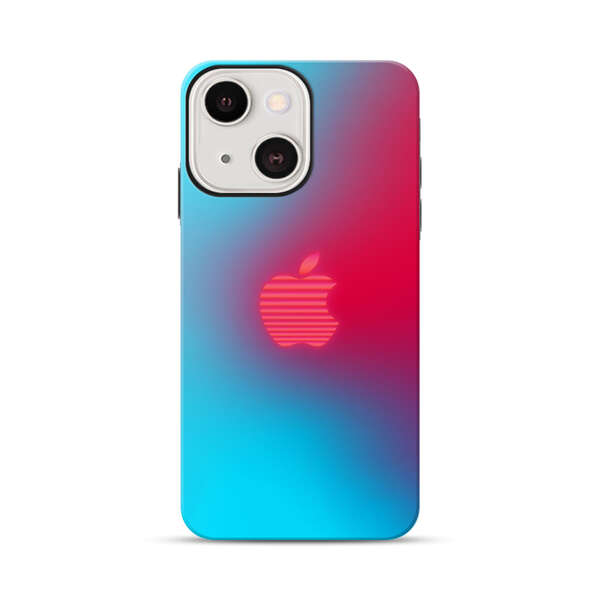 Neon Striped Apple Logo Gradient Background iPhone 13 Mini Impact Case