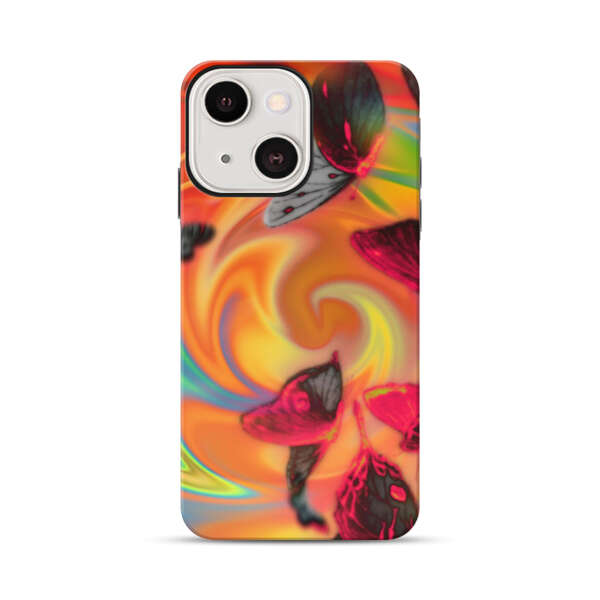 Psychedelic Butterflies Swirl iPhone 13 Mini Impact Case