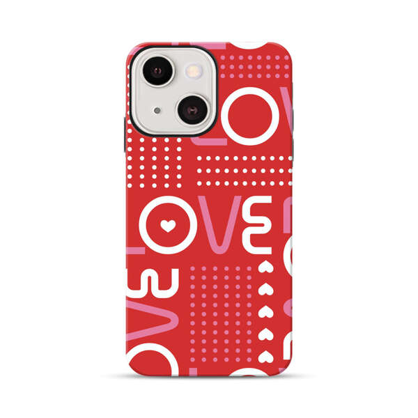 Red Love Typography Pattern iPhone 13 Mini Impact Case