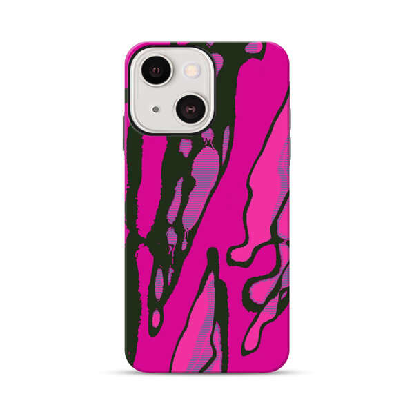 Vibrant Abstract Magenta Black Pattern iPhone 13 Mini Impact Case