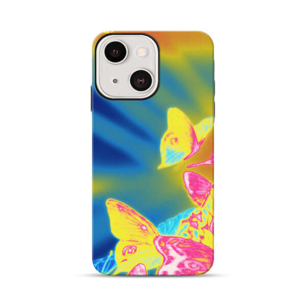 Vibrant Colorful Neon Butterflies Abstract iPhone 13 Mini Impact Case