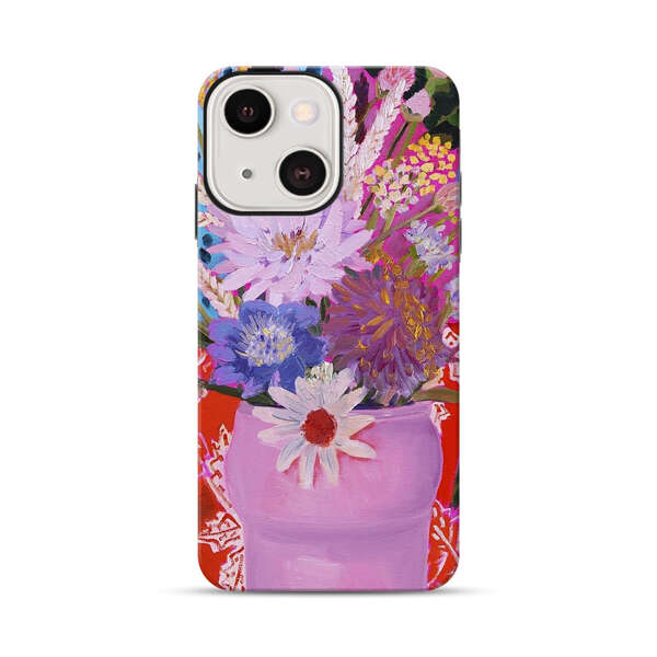 Vibrant Floral Bouquet in Pink Vase iPhone 13 Mini Impact Case