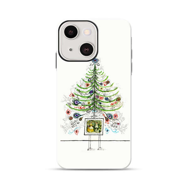 Whimsical Christmas Tree Artistic Design iPhone 13 Mini Impact Case