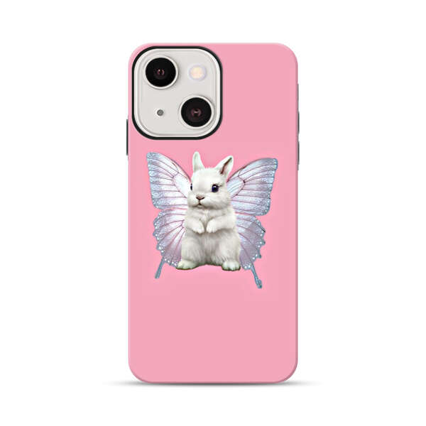 White Bunny with Butterfly Wings iPhone 13 Mini Impact Case