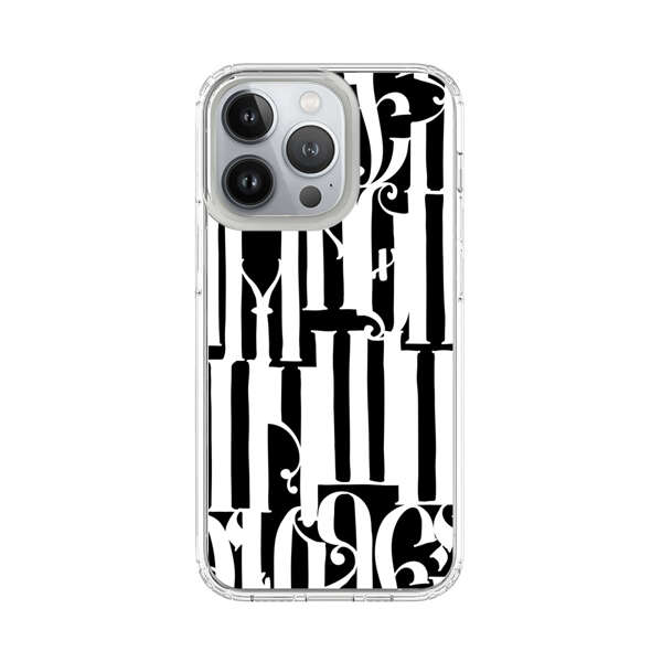 Abstract Black and White Pattern with Ornamental Letters iPhone 13 Pro Case