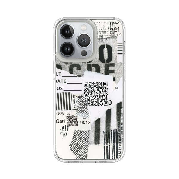 Abstract Collage Torn Paper Barcodes iPhone 13 Pro Case