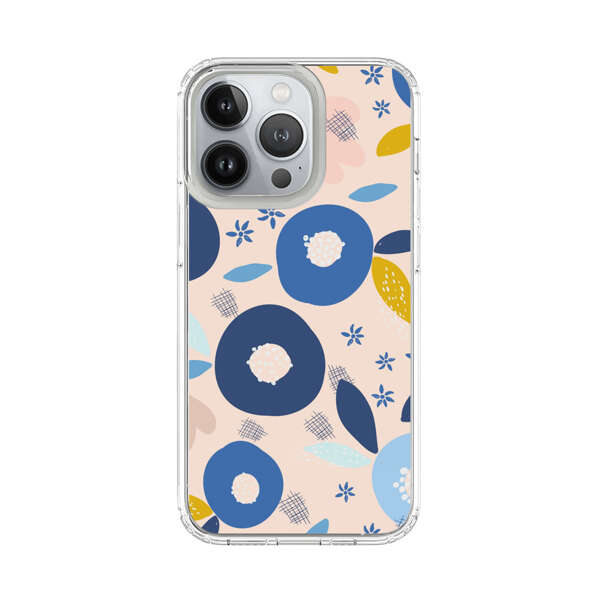 Abstract Floral Pattern with Blue, Pink and Mustard Flowers iPhone 13 Pro Case